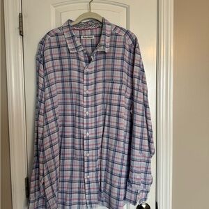 Tommy Hilfiger Men's Blue and Red Plaid Shirt